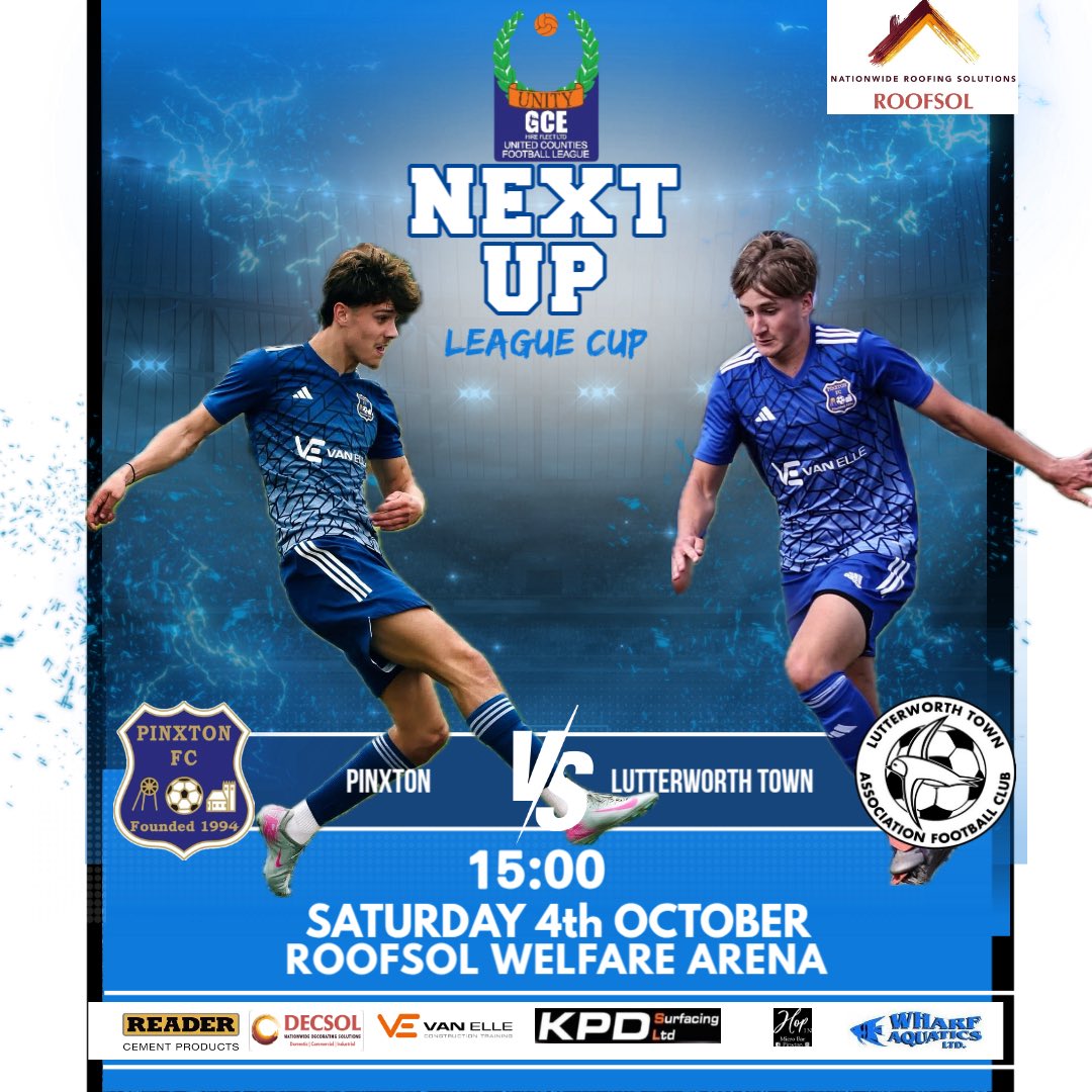 pinxtonfc1's tweet photo. 🔵⚪️NEXT UP⚪️🔵

We take a break from the @utdcos league as we welcome @Official_LTFC to the Roofsol Ltd Welfare Arena in the league cup 

📆 4/10
🕒 3:00
🏟️Roofsol Welfare Arena
🎟️ £5/£3 consessions 💷
🍔🍻 Available 💷💳 https://t.co/M3QQrv5F6m