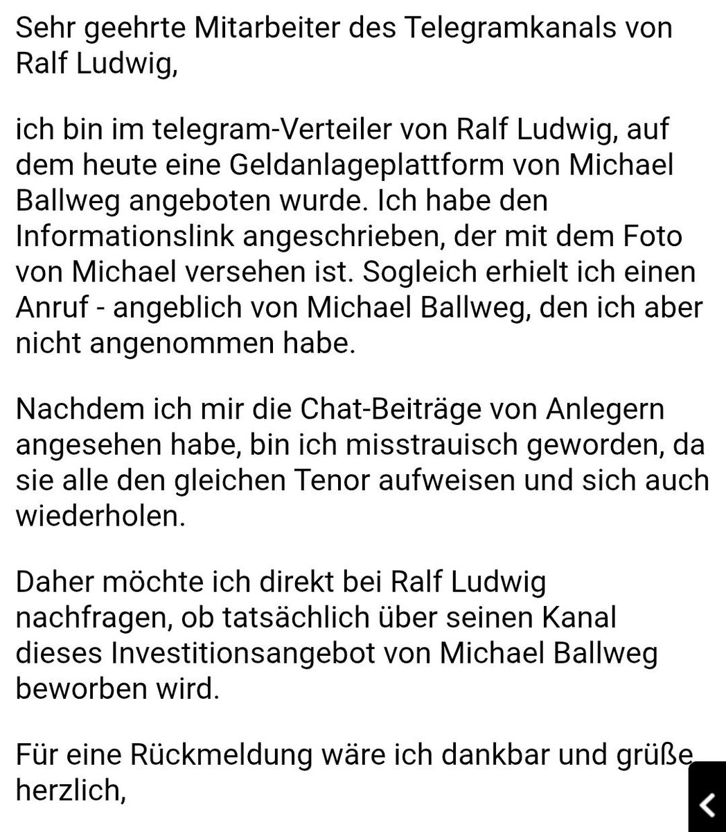 Ich werde niemals jemanden direkt anschreiben und irgendwelche besonderen Angebote versprechen, insbesondere keinerlei Investitionsangebote. Ich rufe auch keine mir unbekannten Menschen an, weder über das normale Telefonnetz oder über Telegram. 

Wer sich bei Euch meldet und