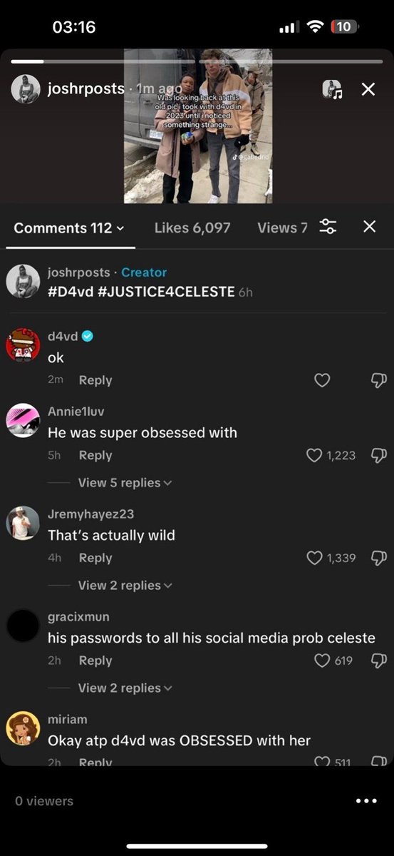 exposingjaydes's tweet photo. #d4vd commenting on his own allegation videos will always be funny to me 😂 https://t.co/06ZQanCFUc