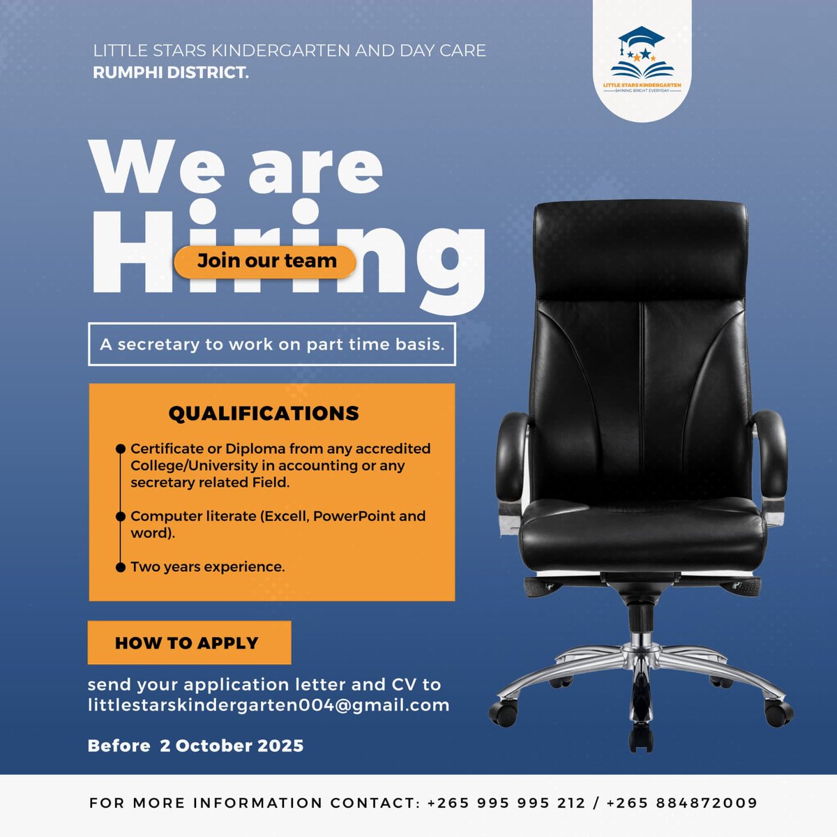 Employment Opportunity 

District: Rumphi

Please RT.