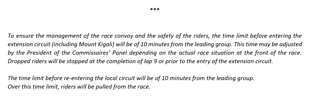 laflammerouge16's tweet image. #Kigali2025 - UCI had set a time limit of 10' for the race. This explains also the many riders abandoning - they were pulled from the race