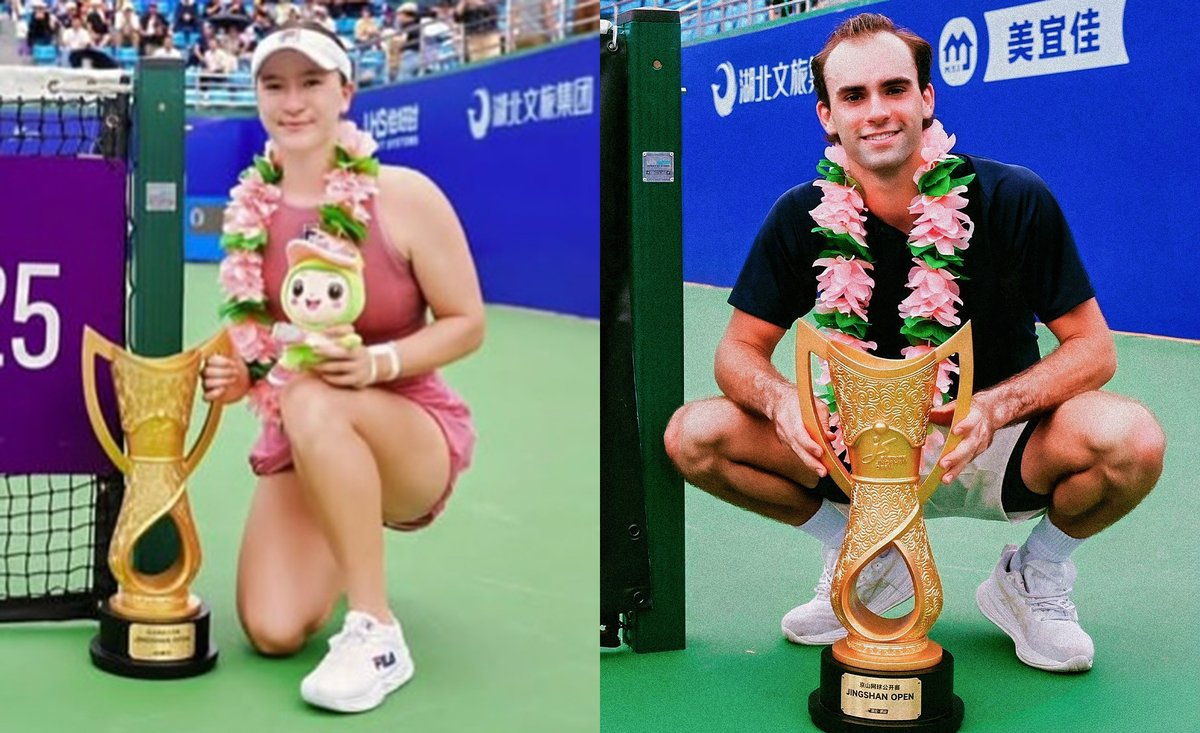 It's a Longhorn sweep in Jingshan! Congrats to Lulu Sun and Eliot Spizzirri! #HookEm 🤘🎾
