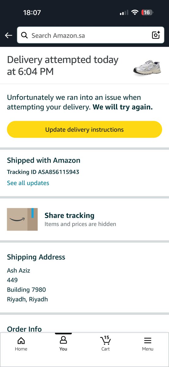 Ash_Drs's tweet photo. @AmazonKSA طلبت طلبية اليوم ع اساس توصلني قبل الساعه ٧ المغرب 
والساعه ٦ و ربع وانا بانتظار الشحنة تجيني رساله من امازون انهم تواصلوا معي ولم يتم الرد عليهم 

مع العلم ان الجوال بيدي انتظرهم 
ليه الكذب 
وموظف خدمة العملاء اكلمه يقول ٢ كيلو ويوصلك والان كملت نص ساعه ماوصلني https://t.co/D1tUpWTx7w
