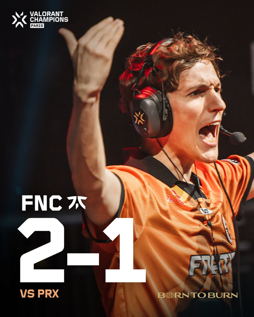 vctpacific's tweet photo. WHAT A SERIES! 

FNATIC take down Paper Rex and secure their revenge to book themselves a spot in the Upper Final of #VALORANTChampions Paris 🔥 https://t.co/17og5ZIPQg