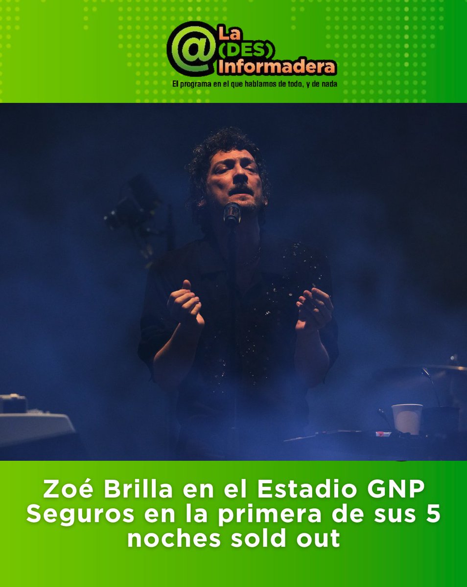 desinformadera's tweet photo. Zoé se presentó este sábado en el Estadio GNP Seguros.

La primera de las cinco noches consecutivas que tendrá en este icónico recinto de la Ciudad de México reuniendo a más de 60 mil fans.

#ArrobaFM https://t.co/GV88vo7X74