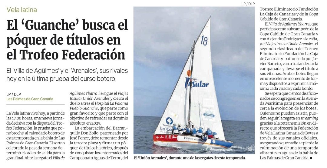 🗞️⛵Mucho protagonismo de nuestra #VelaLatinaCanaria en la prensa escrita este fin de semana 

👏Gracias <a href="/laprovincia_es/">La Provincia</a> y <a href="/canarias7/">Canarias7</a> 

#VelaLatinaCanaria