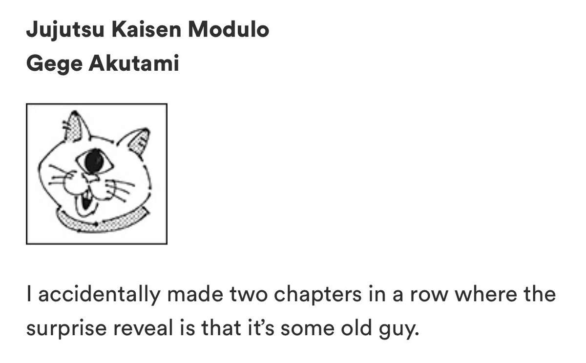 meanwhile Gege-sensei’s comment in this week’s Jump issue lmfao