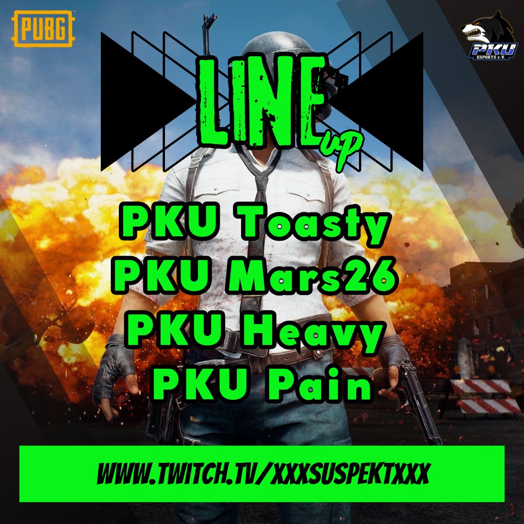 🔥 MATCHDAY🔥

Neuer Spieltag, neues Glück in der 
<a href="/TwireGG_PUBG/">Twire PUBG</a> CPT Season 17 🐔

Wann? Heute, ab 21:00 Uhr
Wo? 🔴 LIVE auf twitch.tv/xxxsuspektxxx 

#PKU #PKUeSportseV #PKUeSports #esport #esports #pubg