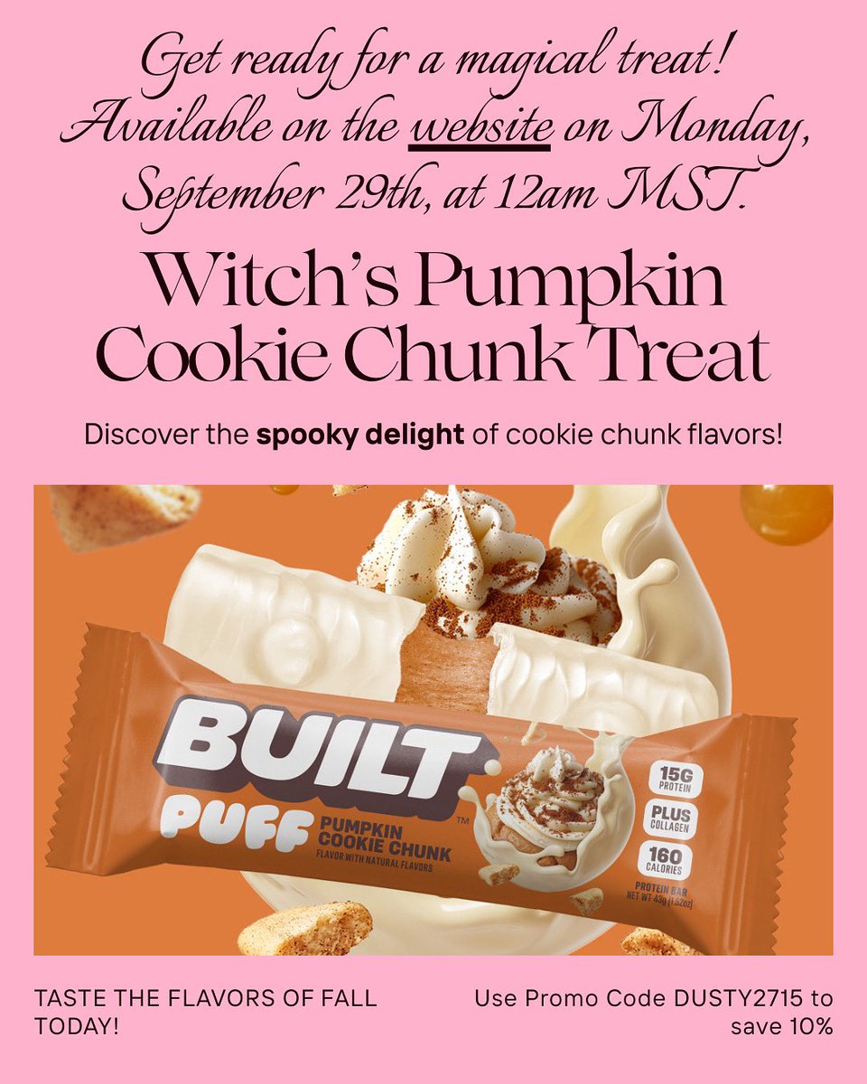 wmholly's tweet image. Order at builtbar.com/?baapp=Dusty27…  @builtbar #builtbar #built #imbuilt #pumpkincookiechunkpuff