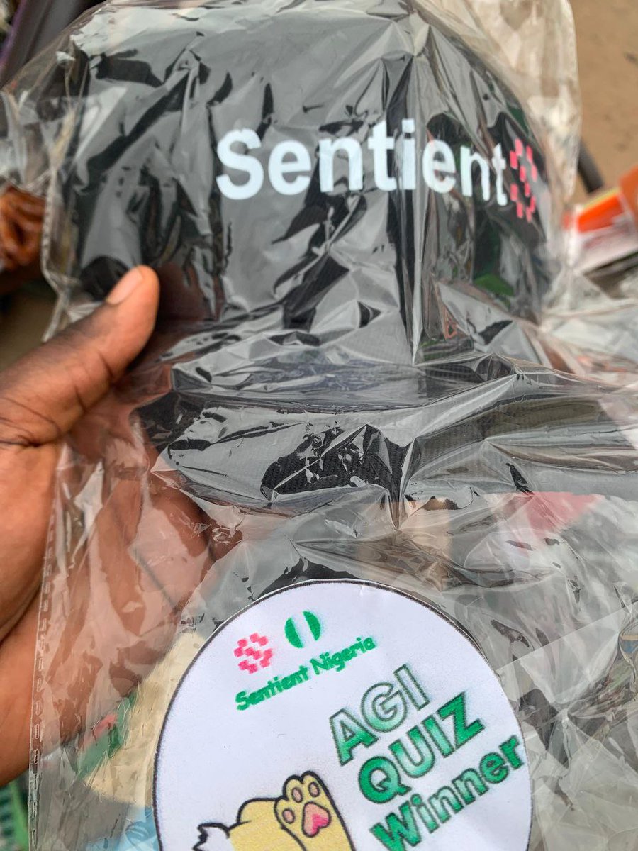 Earlier today, we sent out the prizes to the winners of the Sentient Nigeria AGI Quiz S1. 

If you didn't win last week, then go do your homework on Sentient because Season 2 is coming in hot with even more merch prizes 😉

I'll send a Sentient Merch package to one person that