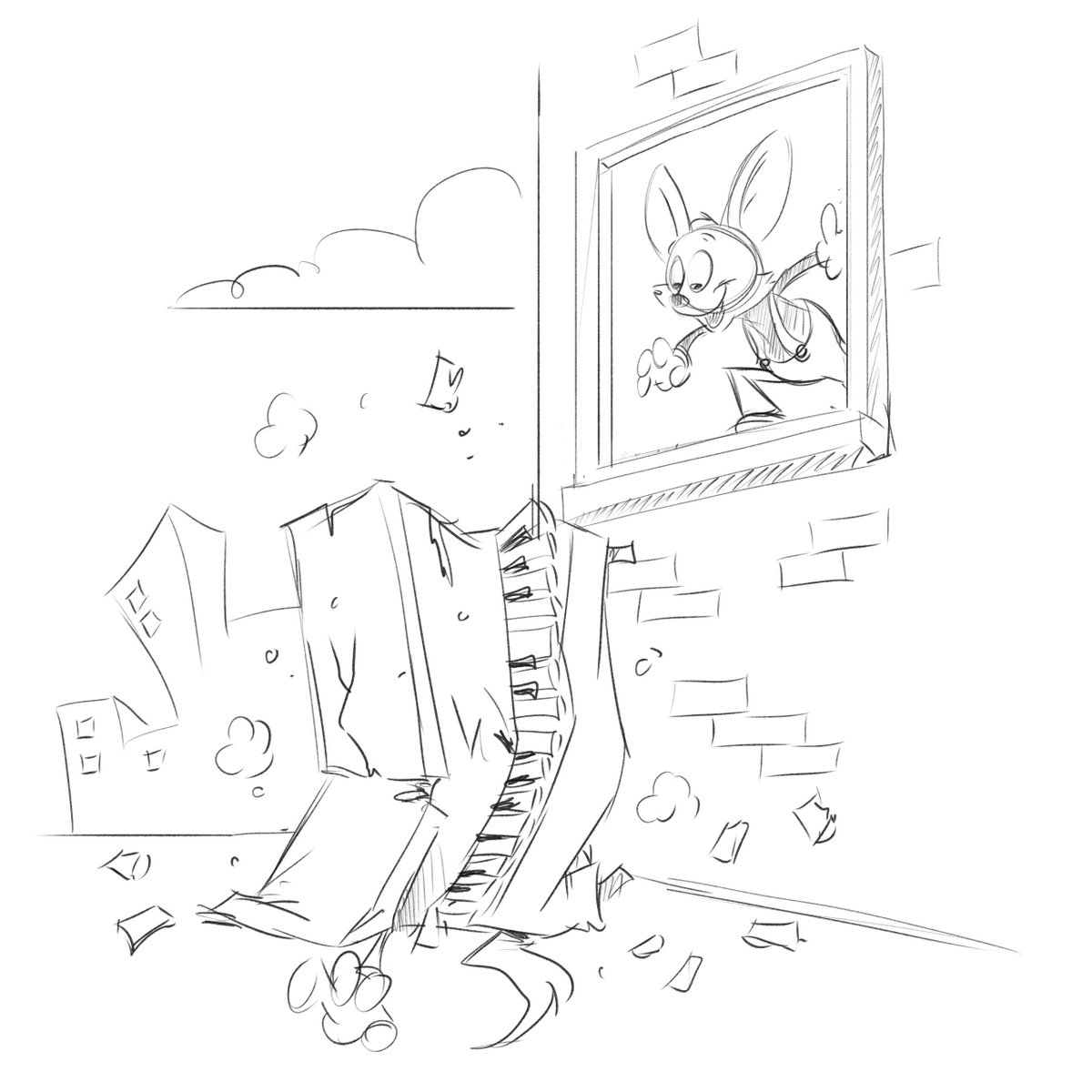 Cartoons used exaggerated gags like pianos falling on characters because animation gave artists the freedom to break the rules of reality.  Cartoons could bend physics, squash, stretch, and showcase impossible scenarios without consequences.  These wild, over-the-top actions