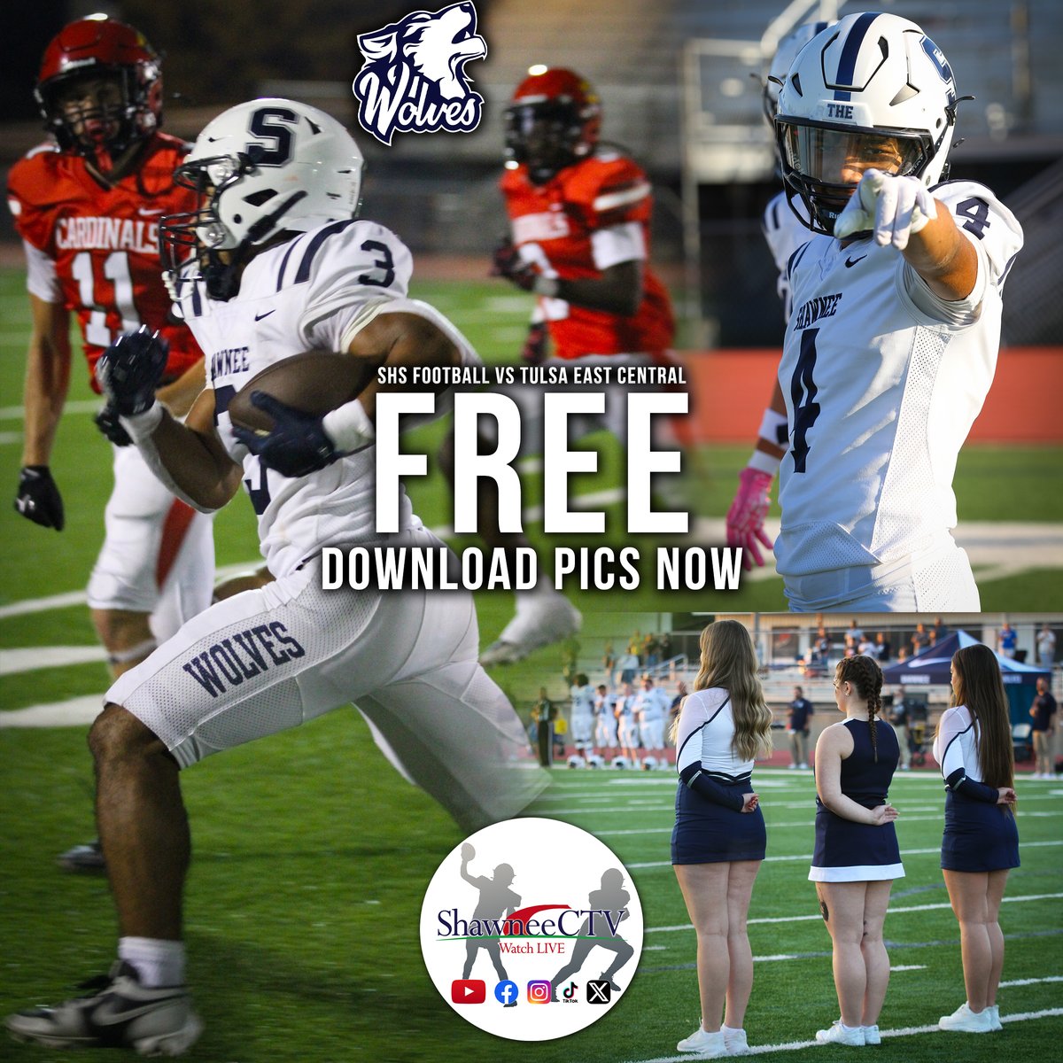 SHS Football vs Tulsa East Central Action Pics are up NOW!!Download these and more Action Pics FREE NOW - shawneectv.com/project/shawne…
