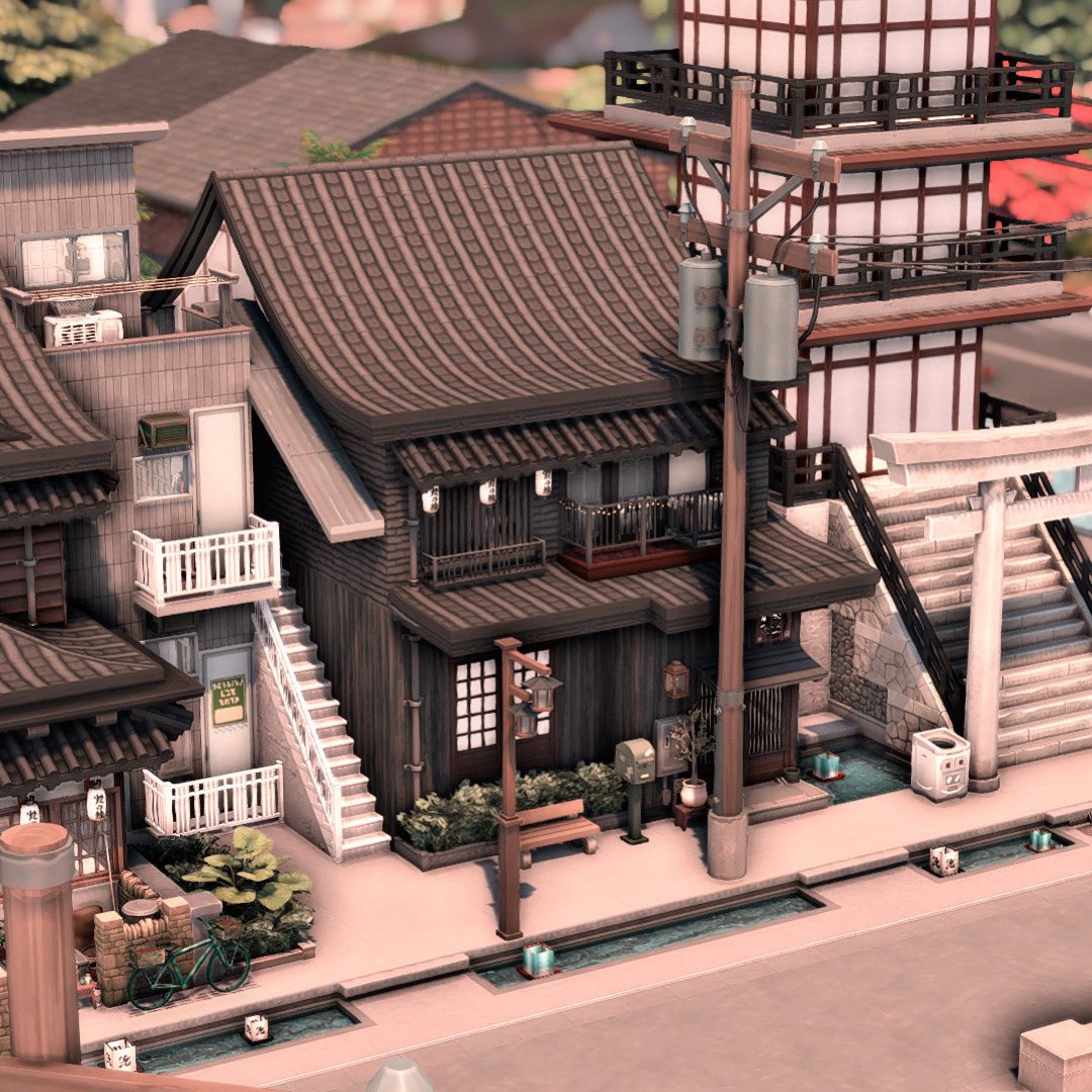 #eapartner
Hi!✨ So excited to finally share this build. It’s a Japanese Inspired Street with 2 Townhouses, 3 Apartments &amp; a temple. all fully furnished! I hope you like it!🎋

| No CC.☁️
| Speed build: m.youtube.com/watch?v=C_KxHx…

#TheSims4 #ShowUsYourBuilds #Ea <a href="/TheSims/">The Sims</a>