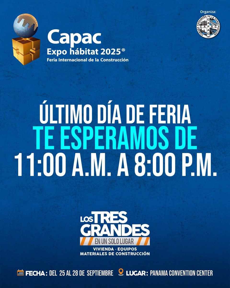¡Hoy es el último día de Capac Expo Hábitat 2025 y no puedes perdértelo! 🏡✨

🔑 ¡Ven y haz realidad el sueño de tu casa propia!

💡 Todo esto y más te espera