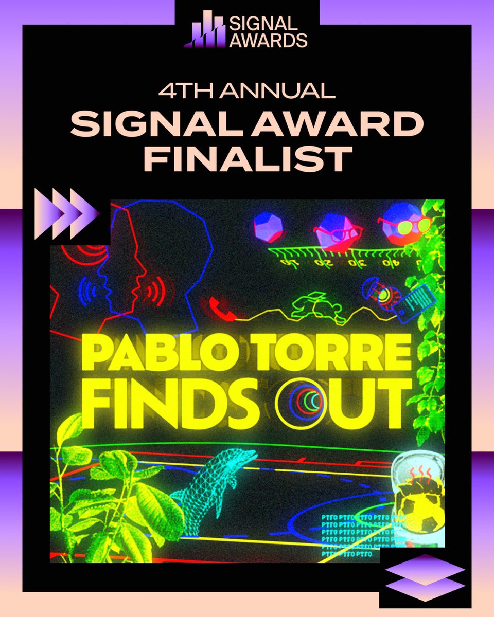 Pablo Torre Finds Out is a finalist for Best Video Podcast and Best Sports Show at the 4th Annual Signal Awards! 🐇 🕳️

You can vote for PTFO now at the links below ⬇️ ⬇️ ⬇️

Best Video Podcast: vote.signalaward.com/PublicVoting#/…

Best Sports Show: vote.signalaward.com/PublicVoting#/…