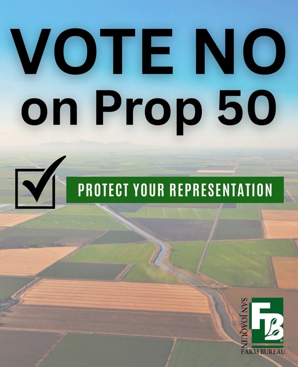 nettermike's tweet image. 🚨 Vote NO on Prop 50 🚨

Prop 50 would:
❌Split San Joaquin County into 5 Different Congressional Districts.
❌Remove the Citizens Independent Commission drawn maps and replace them with maps drawn in secret by legislators to benefit themselves.
❌Change the California…