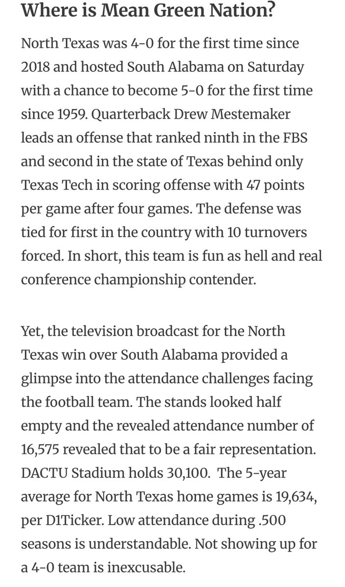 Success at a G5 can be fleeting. The players, and coaches, aren’t guaranteed to be there next year. 

For that reason, North Texas fans need to hop on board NOW.  

One of my 10 thoughts from Week 5 

texasfootball.com/article/2025/0…