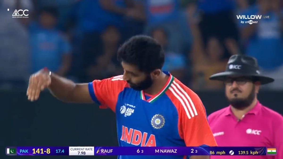 Nandishankar_'s tweet photo. It's Bumrah's turn to join the party! 🎉 
Jasprit Bumrah takes the 9th wicket for India! Pakistan close to being bowled out in the #AsiaCupFinal.

#INDvsPAK #indvspak2025 https://t.co/M3e1mCSaw9