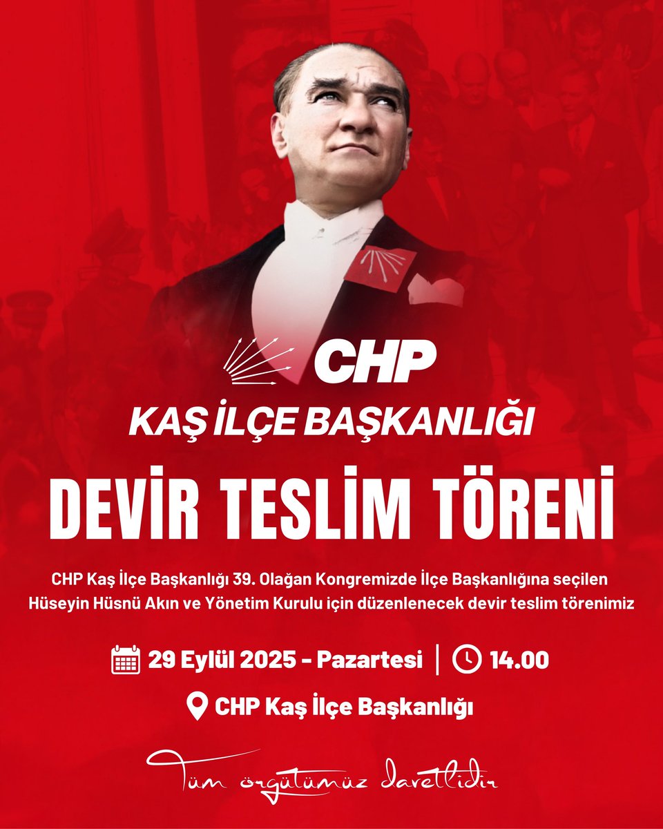 İlçe Başkanlığı Devir Teslim Törenimiz Yarın Saat 14:00 İlçe Başkanımızda Yapılacaktır.
Tüm Halkımızı Davet Ediyoruz.