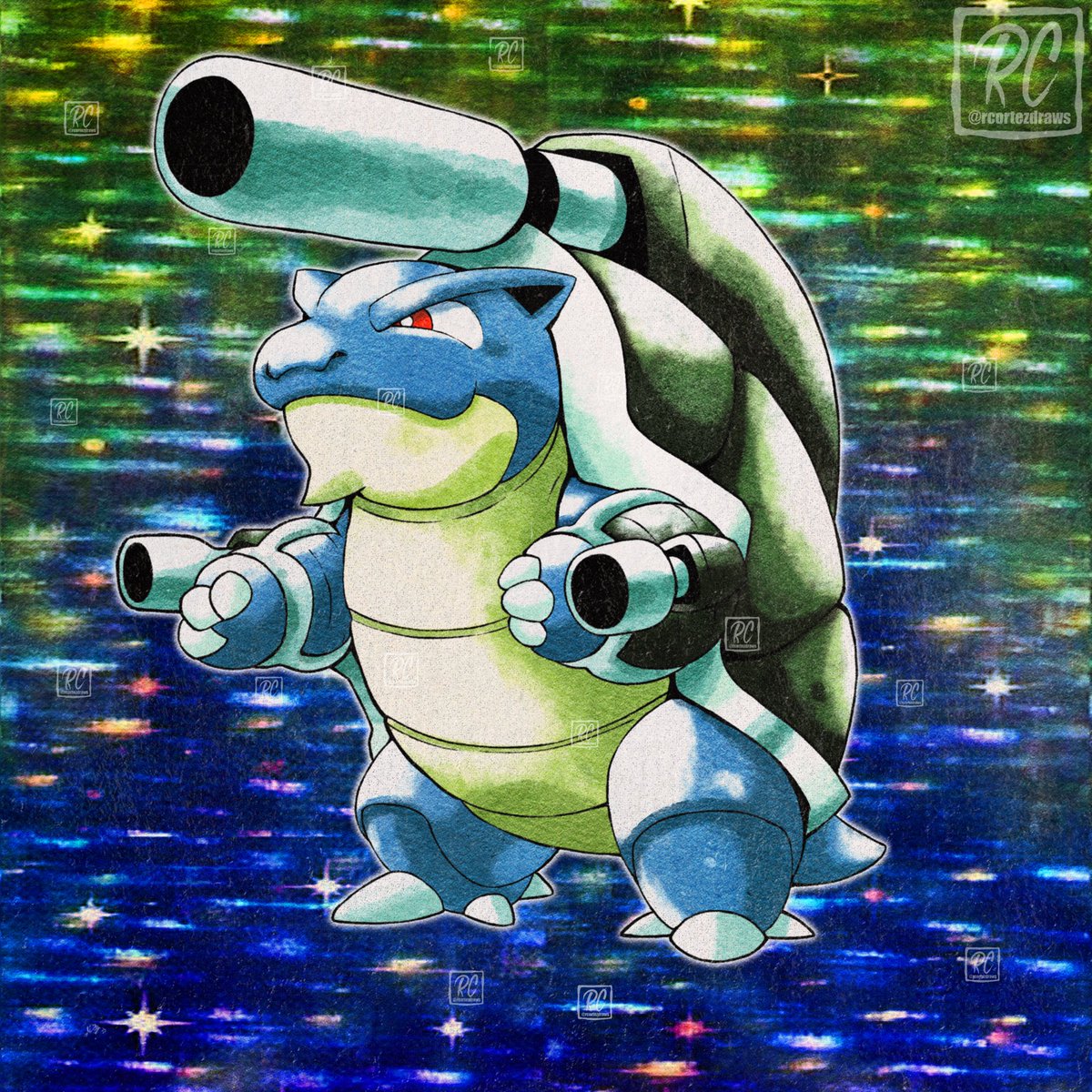 Shiny Mega Blastoise Retro Gen 1 Style #Pokemon Shiny Mega Blastoise Retro Gen 1 Style #Pokemon