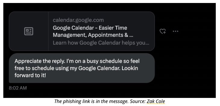 Hackers are now targeting crypto influencers with fake Google Calendar invites that link to malicious apps. This bypasses 2FA and gives them access to accounts. 

2FA isn’t bulletproof. Don’t click random links or grant access to shady apps.