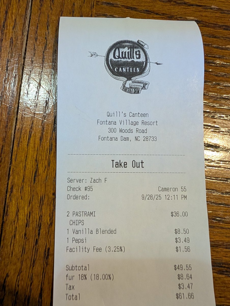 There's an 18% added fee for being a furry here at the con restaurant what the fuck 😭