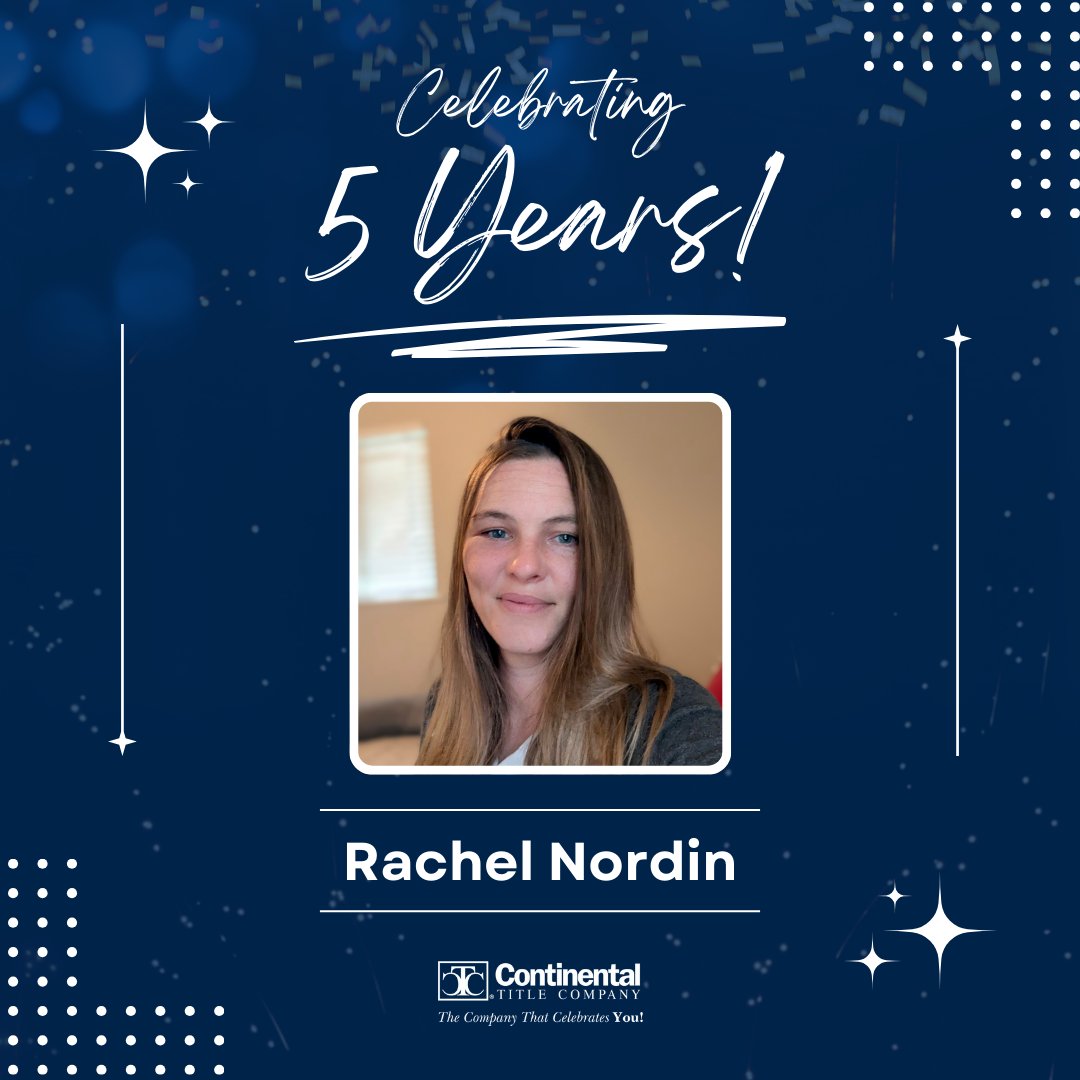ctitleco's tweet image. 🎉 Happy 5th Work Anniversary, Rachel Nordin! 🎉 Today, we're celebrating Rachel, our amazing Escrow Disburser at the Overland Park office!

Thank you for your dedication, passion and all that you do, Rachel. Here’s to many more years with CTC! 💙

#WorkAnniversary #TeamCTC