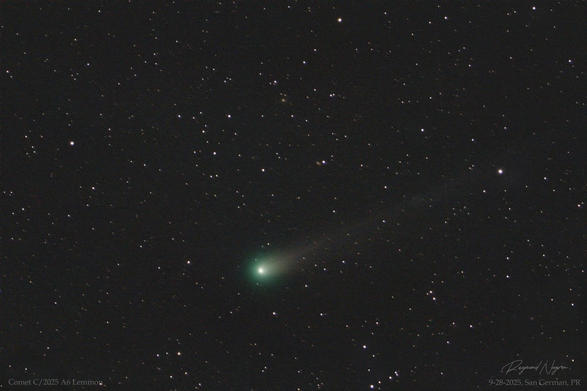 raymnegron's tweet photo. One night two Comets! Comet C/2025 R2 Swan and Comet C/2025 A6 Lemmon
Telescope: Astro-Physics Stowaway
Mount: iOptron HAE29
Camera: ZWO ASI183MC-Pro https://t.co/I1CghxidHv