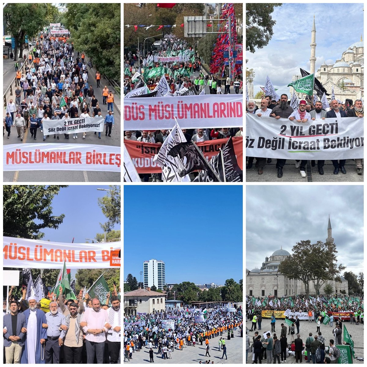 Bugün Ankara'da, İstanbul'da ve Şanlıurfa'da güç sahiplerine ve yöneticilere ortak çağrıda bulunduk, "#SözDeğilİcraat" istediğimizi dile getirdik.

✓ Sözü muhatabına söylediğimize şahit ol Allah’ım.!

✓ Yöneticiler Gazze’yi sahipsiz bıraksa da bizim bırakmadığımıza şahit ol