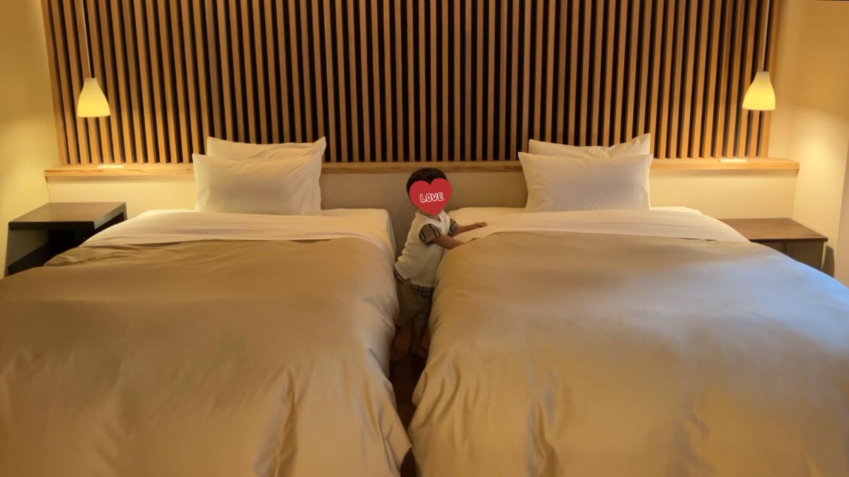 旅館に到着。庭にカモいて餌やれるんだけど、勢い良すぎて長男くんびびっとりました🦆