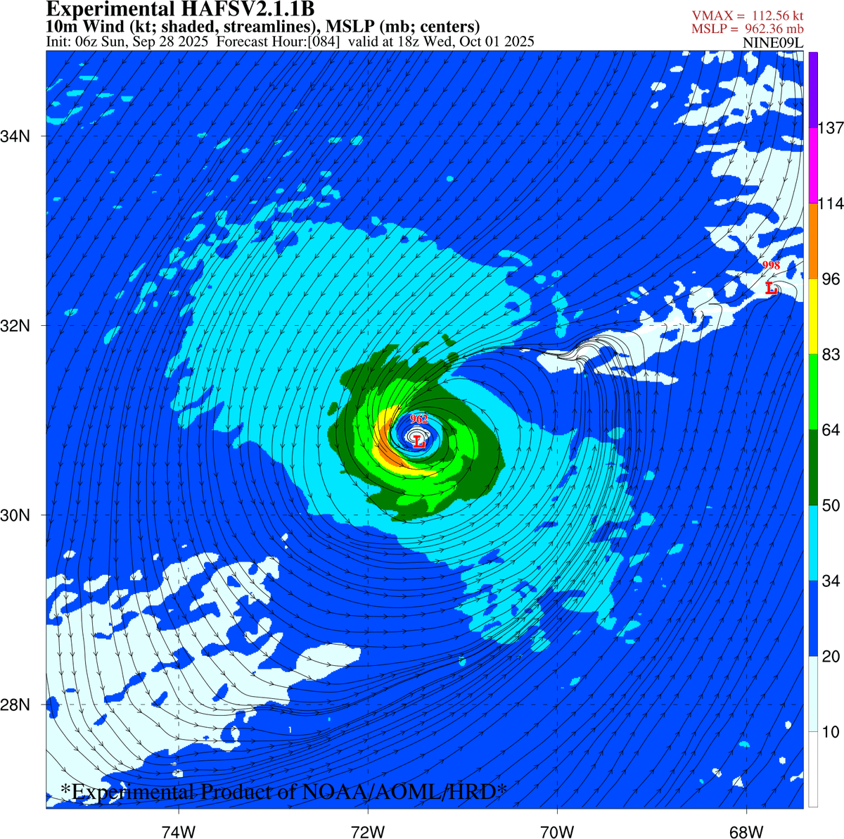 AndyHazelton's tweet photo. Now that it's forecast to turn away from the U.S., a decent analog for #TD9 might be the 2019 iteration of Humberto, which intensified due to baroclinic interactions as it recurved. Some models are hinting at that for this system as well. Maybe even an outside chance we go 4/4 on hurricanes/majors which would be pretty wild.