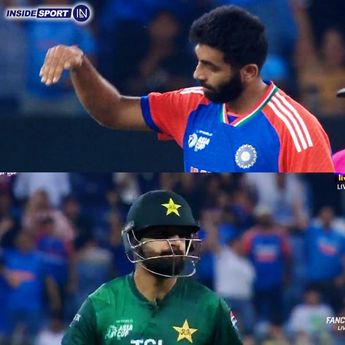 Sanatanikitty's tweet photo. Bumrah give it back to Haris Rauf in his own style 🤣
#IndianCricket #indvspak2025 https://t.co/U2m9g7ca5W