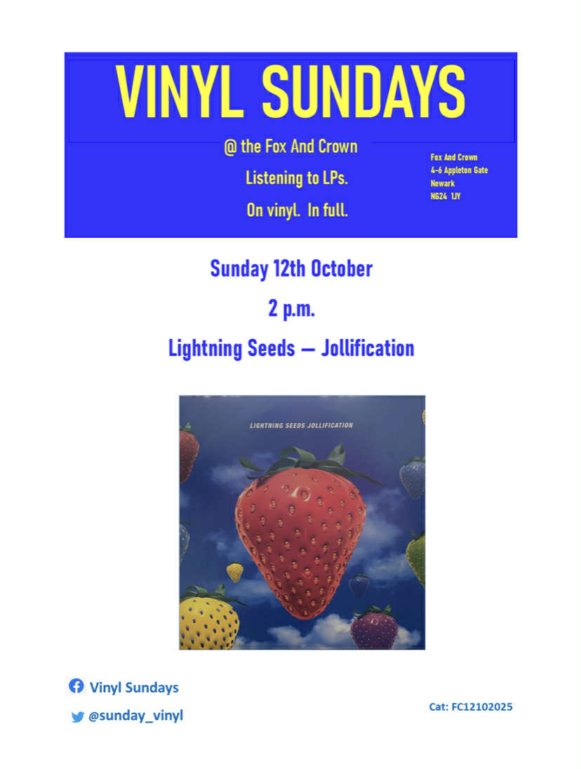 The event Facebook event page for October's session is now live! 
#Newark #Notts #vinyl #LightningSeeds

facebook.com/events/s/vinyl…