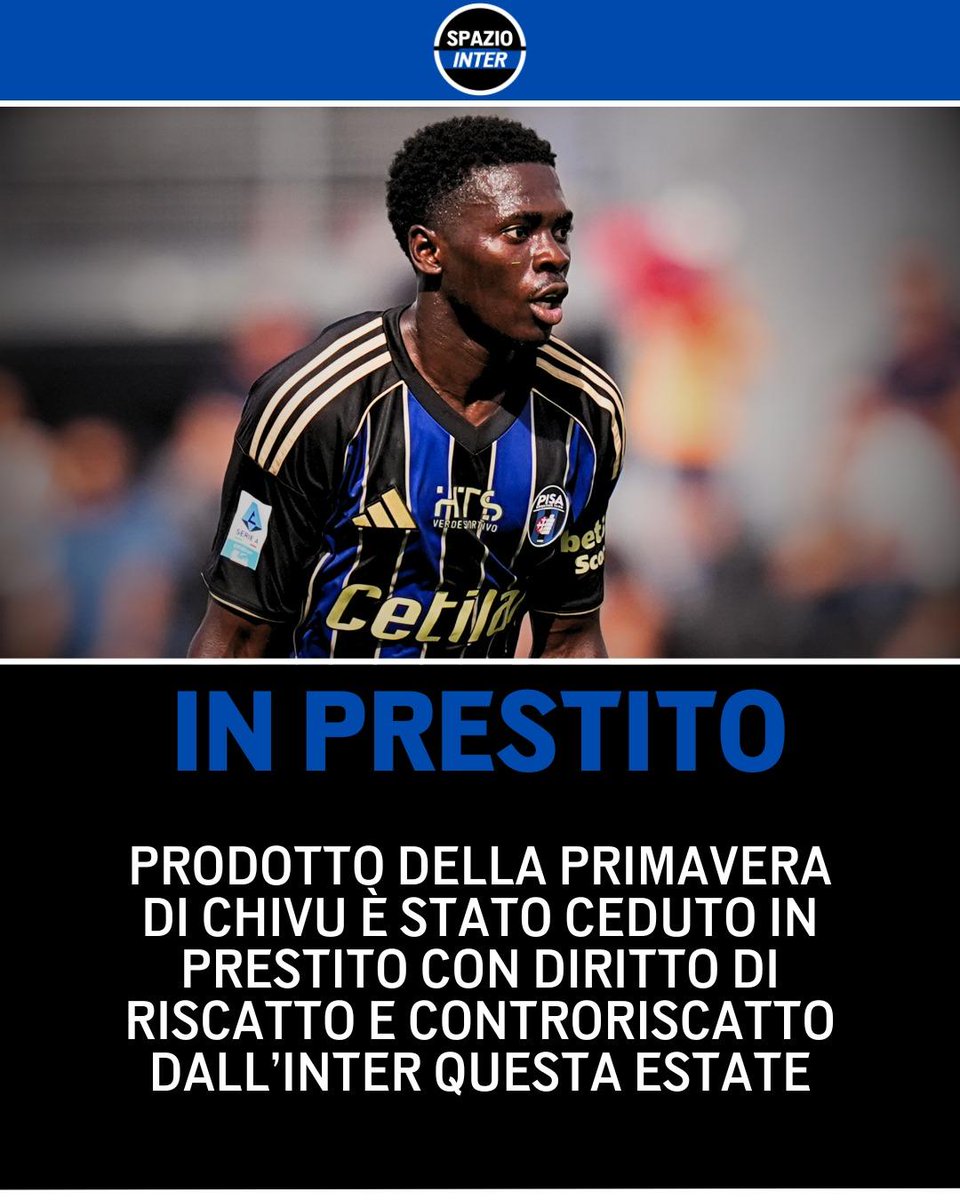SpazioInter's tweet image. MVP contro la Fiorentina, ancora una volta protagonista: Ebenezer Akinsanmiro 🔥

Il classe 2004, cresciuto nella Primavera di Chivu insieme a Stankovic ed Esposito, oggi si sta prendendo il centrocampo del Pisa 💪⚫️🔵

#Inter #Akinsanmiro #SpazioInter