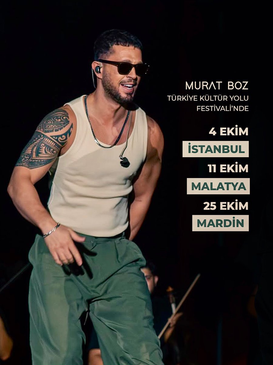 Murat Boz,
Türkiye Kültür Yolu Festivali’nde! 

- 4 Ekim - İstanbul
- 11 Ekim - Malatya
- 25 Ekim - Mardin

<a href="/MuratBoz/">Murat Boz</a>