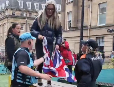 Just the national police stealing, disrespecting and disposing of the national flag, you know totally free country stuff.