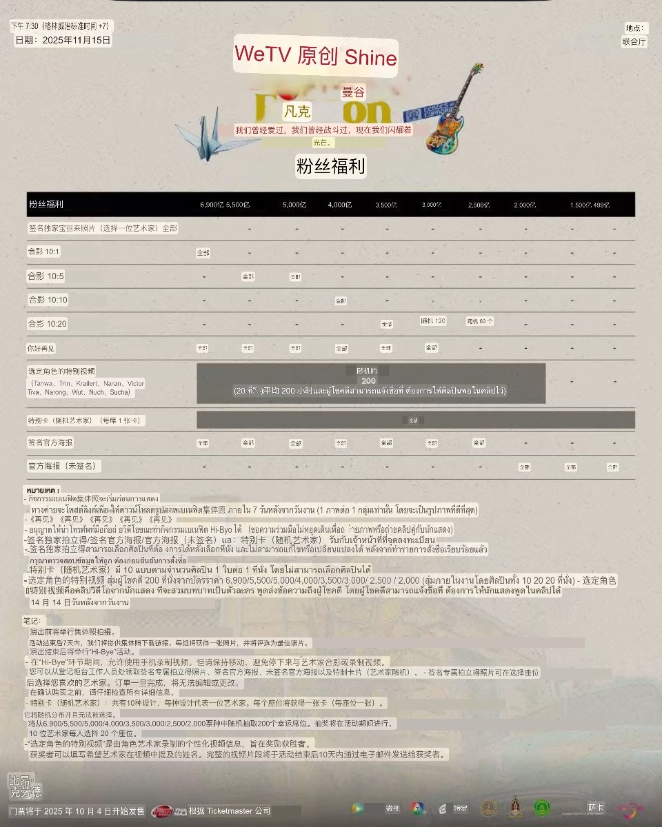 🗓️Shine ✨ Fancon
活动相关信息：
⏰2025/11/15
20:30（GMT+8)
📍Union Hall

购票相关信息：
🎫2025/10/04 14:00(GMT+8)
🌎:ThaiTicket Major

<a href="/milephakphum/">mile phakphum</a> 
#MilePhakphum