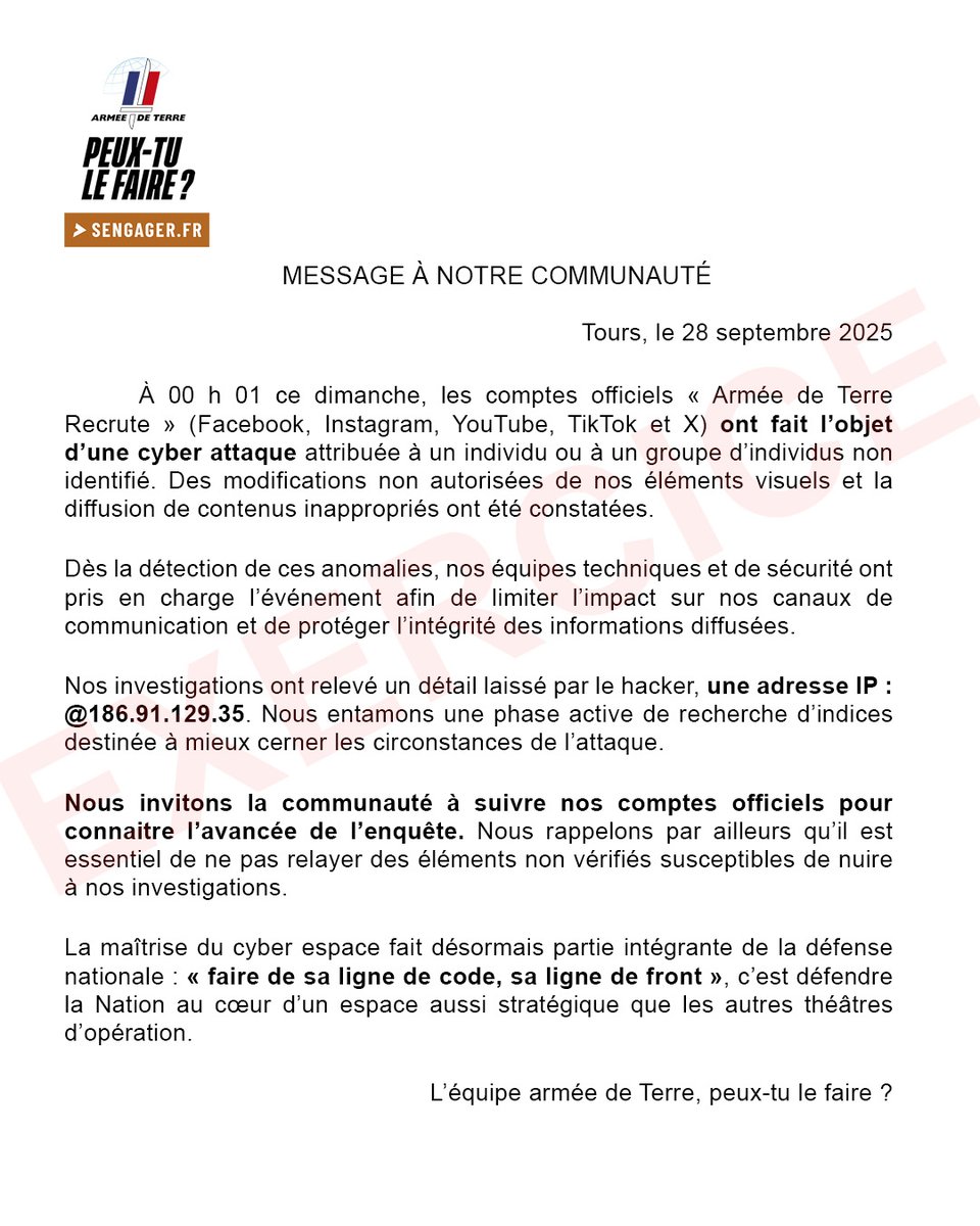 RecrutemenTerre's tweet photo. Message à la communauté https://t.co/9KUDGVbR2O