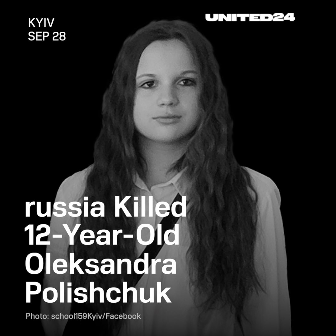 Today, a russian drone struck a residential building in Kyiv. Among the dead was 12-year-old Oleksandra Polishchuk. Oleksandra's mother is currently in the hospital in serious condition.

Rescuers carried out the girl's body, and an hour later her father arrived at the scene of