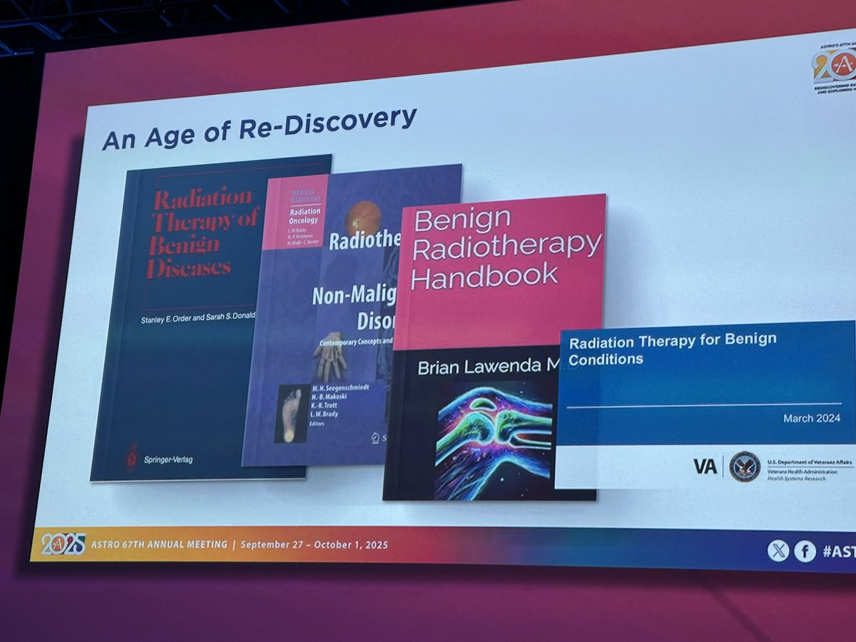 Thank you Dr Gopal Bajaj for mentioning my Benign Radiotherapy Handbook during your ASTRO 2025 Presidential Symposium presentation “Translating Oncology Lessons Beyond Cancer.” #ASTRO2025 #benignradiotherapy