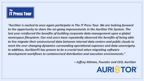 ITPressTour's tweet image. Ready next week to share news with @AuriStor File System #MultiCloud #FileStorage #DistributedFS #DFS #ROBO #AI #ITPT @ITPressTour 64th Edition in New York