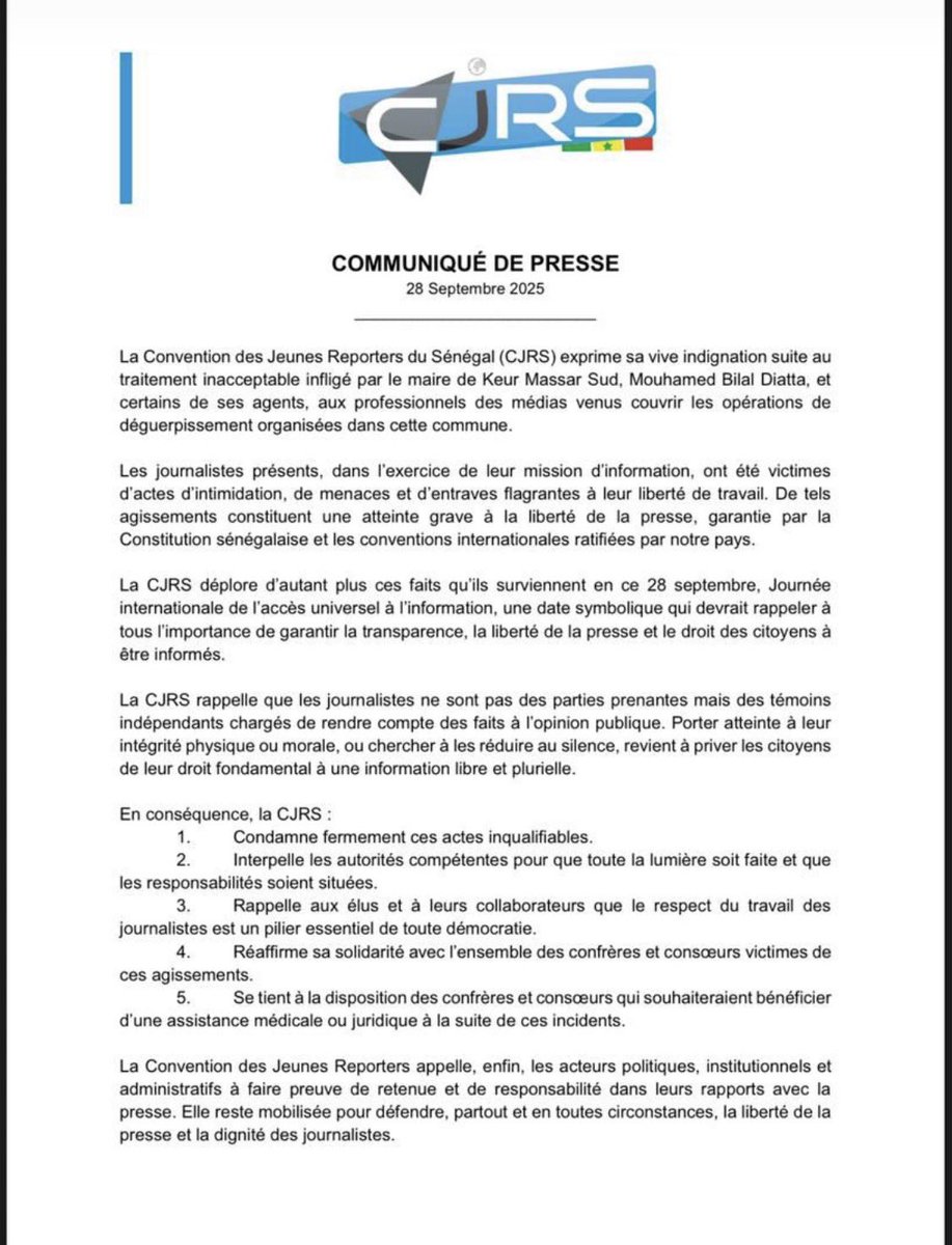 Pour Bilal Diatta, les communiqués ne suffiront pas à chaque fois qu’on agressera les journalistes. Il faut porter l’affaire devant la justice. La presse sénégalaise a ses défauts. Mais les reporters ne peuvent pas continuer à faire office de souffre-douleur. #Kebetu