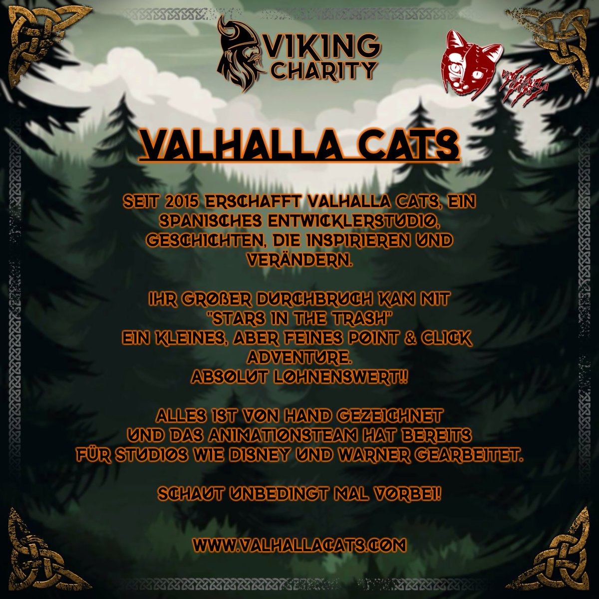 Kennst Du eigentlich schon ...       

unseren Partner  <a href="/valhallacats/">Valhalla Cats - Stars in the Trash OUT NOW! ✨🗑️🐈</a>  ?       

Link in der Bio!       

#vikingcharity #twitch #streamer #gemeinsam