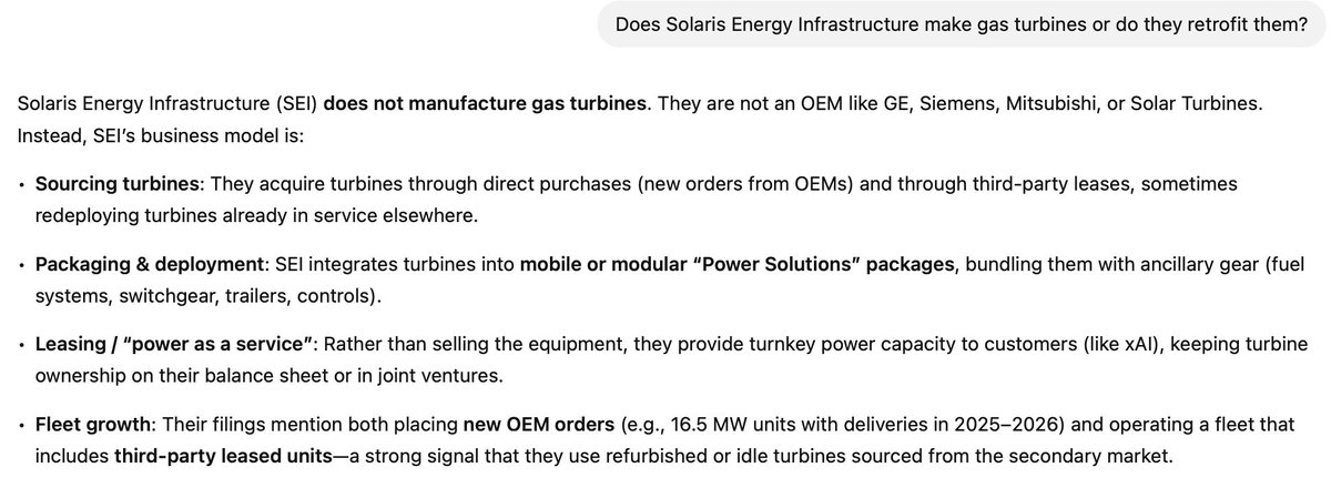 $IREN: Where exactly is Elon/xAI’s getting their Gas Turbines

TLDR: xAI leases their Gas Turbines through a JV with Solaris Energy Infrastructure ($SEI), a company that doesn’t manufacture but operates a fleet of gas turbines and rents them out. SEI, itself, procures the gas