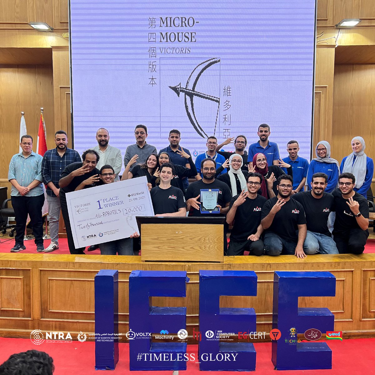 IEEEManSB's tweet photo. Hats off to all participants, here are the stars of the final day:
Micromouse:
First place: AU-Robotics
Second place: Ratatouille 3
Third place: Penguins
#IEEE_ManSB
#Timeless_Glory
#VICTORIS_4
#NTRA
#ASRT https://t.co/Lh4dkr2Rkv