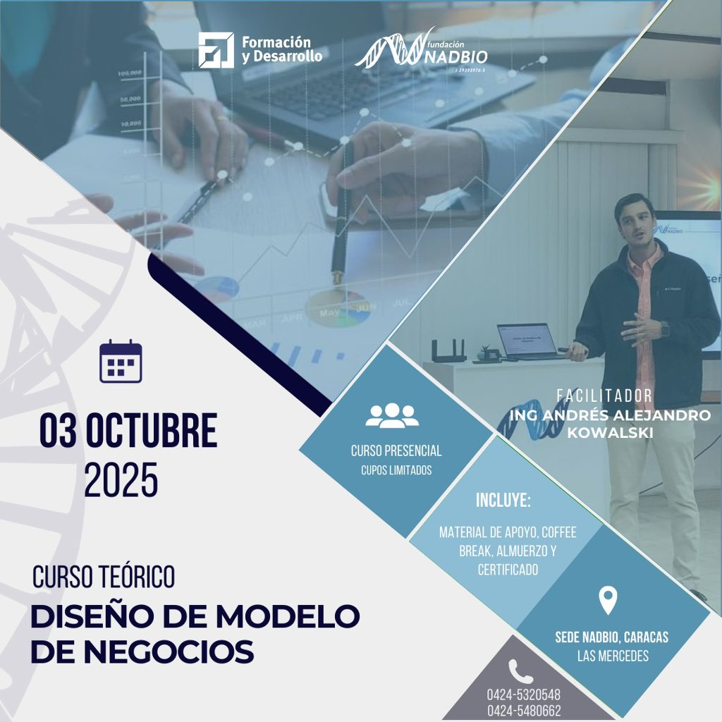 Actualmente debes ser muy cuidados con los emprendimientos y saber si es el correcto o no. De allí la importancia de diseñar y probar tu modelo de Negocios

Para ello te ofrecemos este curso

Este Viernes 3 de Octubre en nuestra sede de Caracas en las Mercedes

+58 4245480662