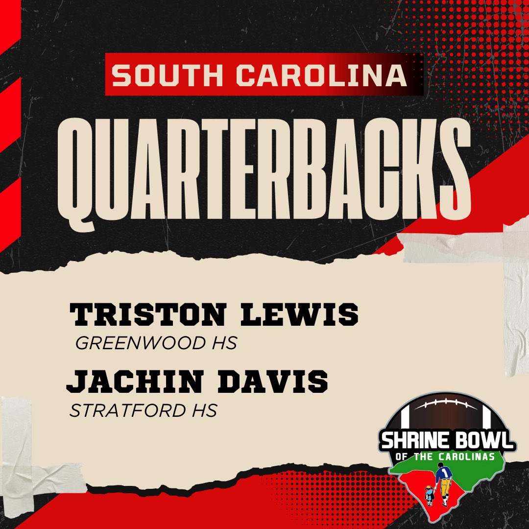 🚨Official South Carolina Quarterbacks of the <a href="/ShrineBowlNCSC/">Shrine Bowl NC-SC</a> 🚨

These incredible athletes have earned their spot and are ready to compete in one of the biggest high school football events of the year.

Congratulations and powered by <a href="/FCaldwellChevy/">Fred Caldwell Chevrolet</a> / Body Works Plus Collision