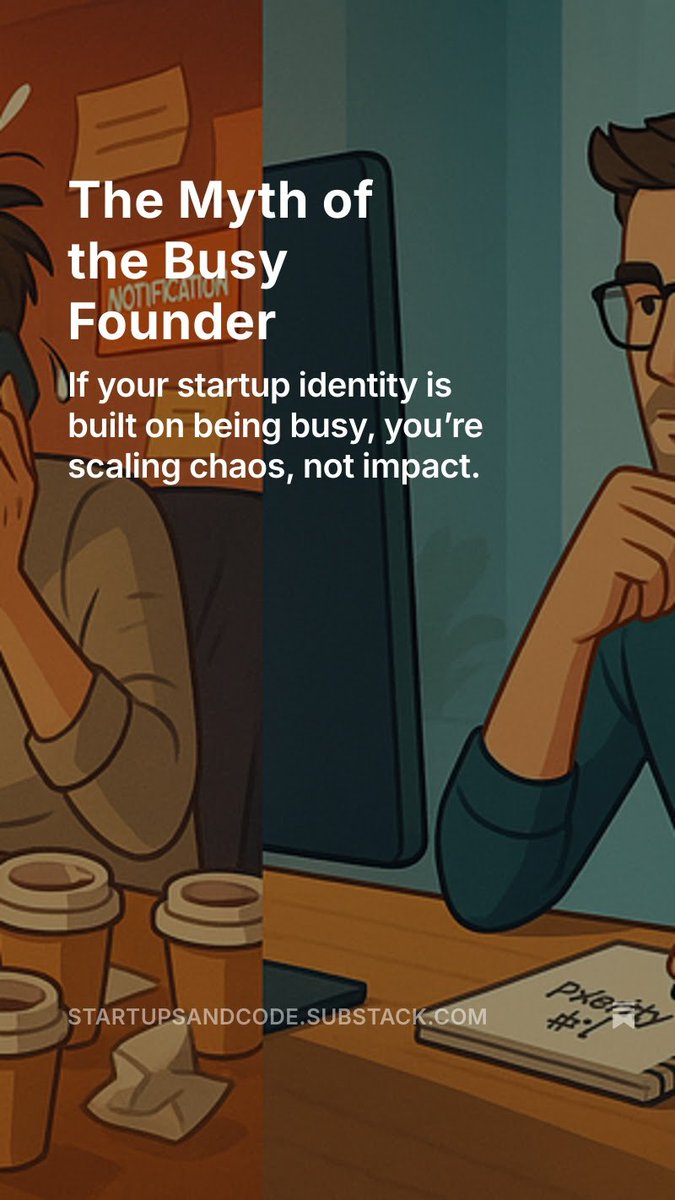 StartupsAndCode's tweet image. I just published: The Myth of the Busy Founder
Let me know your thoughts...
open.substack.com/pub/startupsan…