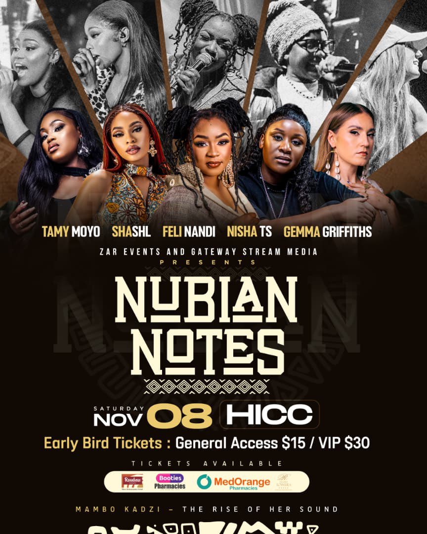 EventsEvoZw's tweet photo. It's the event of the year! ✨ 
- 6 Queens
- ⁠1 Stage
- ⁠Endless Energy!

Nubian Notes is bringing the most powerful voices in Zimbabwe together for one unforgettable night. 

📍Venue: Harare International Conference Centre (HICC)
📅 Date: 8th November 2025

By Events Evolution https://t.co/Fl4JwcOrYs