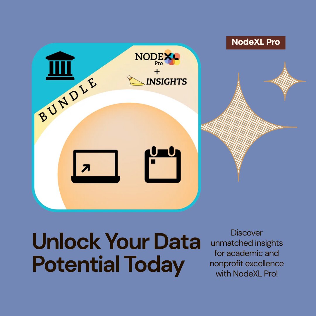 NodeXLAcademy's tweet image. NodeXL Pro Academic/Nonprofit Bundle + INSIGHTS
Buy Now:
nuel.ink/ES1XzO
#NodeXLPro
#NetworkAnalysis
#AcademicResearch
#SocialData
#Insights